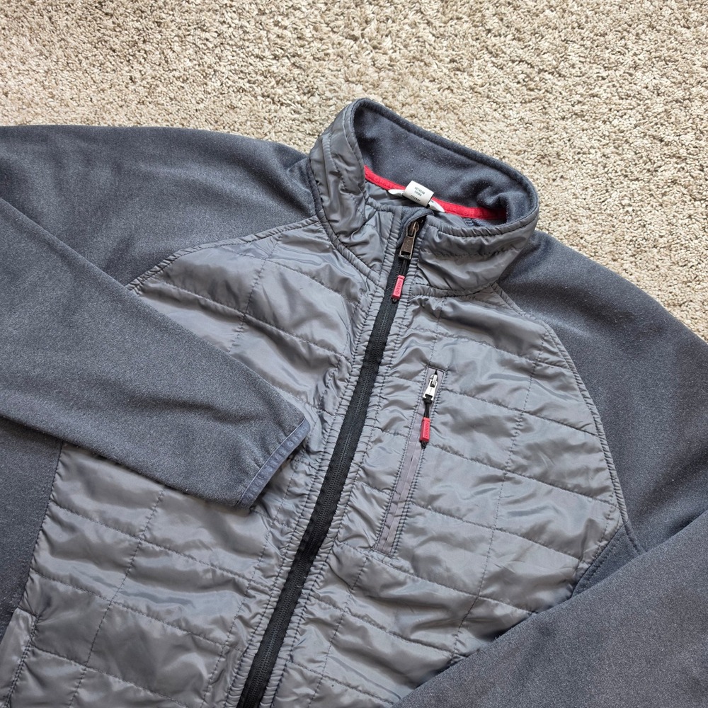 Orvis Hybrid Quilted Fleece Jacket Men Large Gray Outdoor Casual Lightweight L